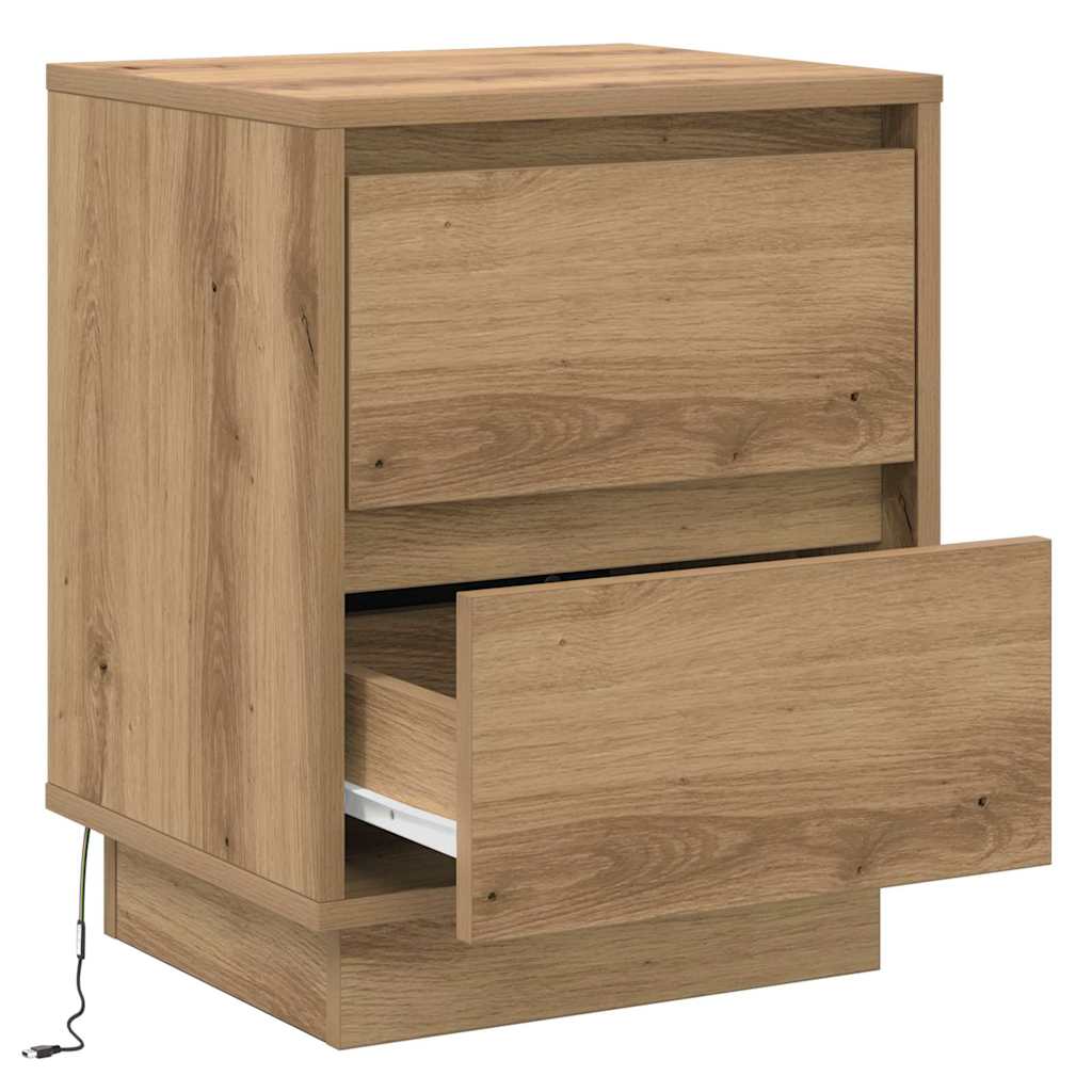Nachttisch mit 2 pcs Eiche handwerklich 39 x 34,5 x 50 cm