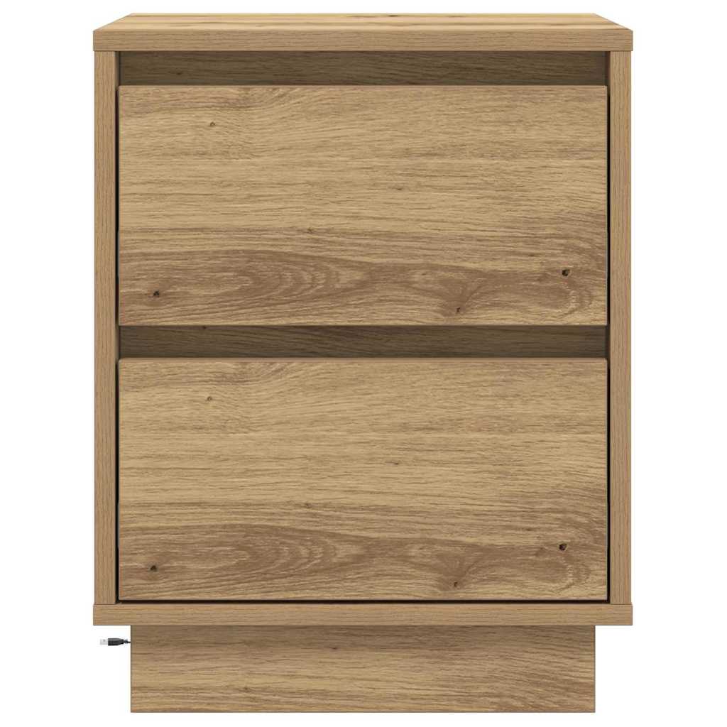 Nachttisch mit 2 pcs Eiche handwerklich 39 x 34,5 x 50 cm
