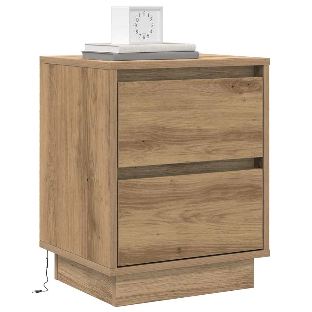 Nachttisch mit 2 pcs Eiche handwerklich 39 x 34,5 x 50 cm