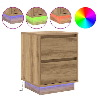 Nachttisch mit 2 pcs Eiche handwerklich 39 x 34,5 x 50 cm