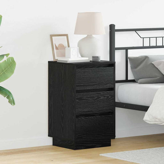 Nachttisch mit Schwarz 39 x 34,5 x 65 cm Holzwerkstoff