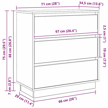 Nachttisch mit Schubladen Weiß 71 x 34,5 x 75 cm Holzwerkstoff