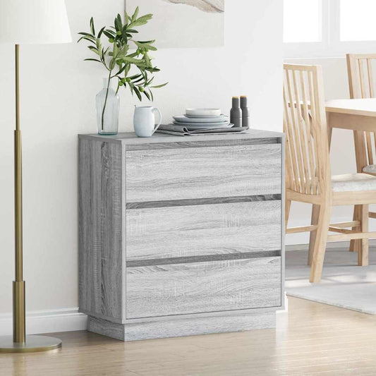 Nachttisch mit Schubladen Grau 71 x 34,5 x 75 cm Holzwerkstoff