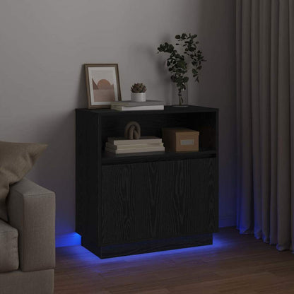 Sideboard mit LED Schwarz Eichen-Optik 71 x 34,5 x 75 cm