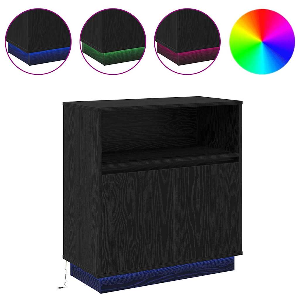 Sideboard mit LED Schwarze Eiche 71 x 34,5 x 75 cm