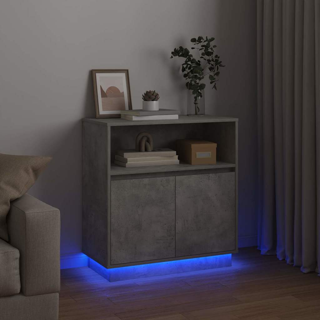 Sideboard mit LED Betongrau 71 x 34,5 x 75 cm Holzwerkstoff