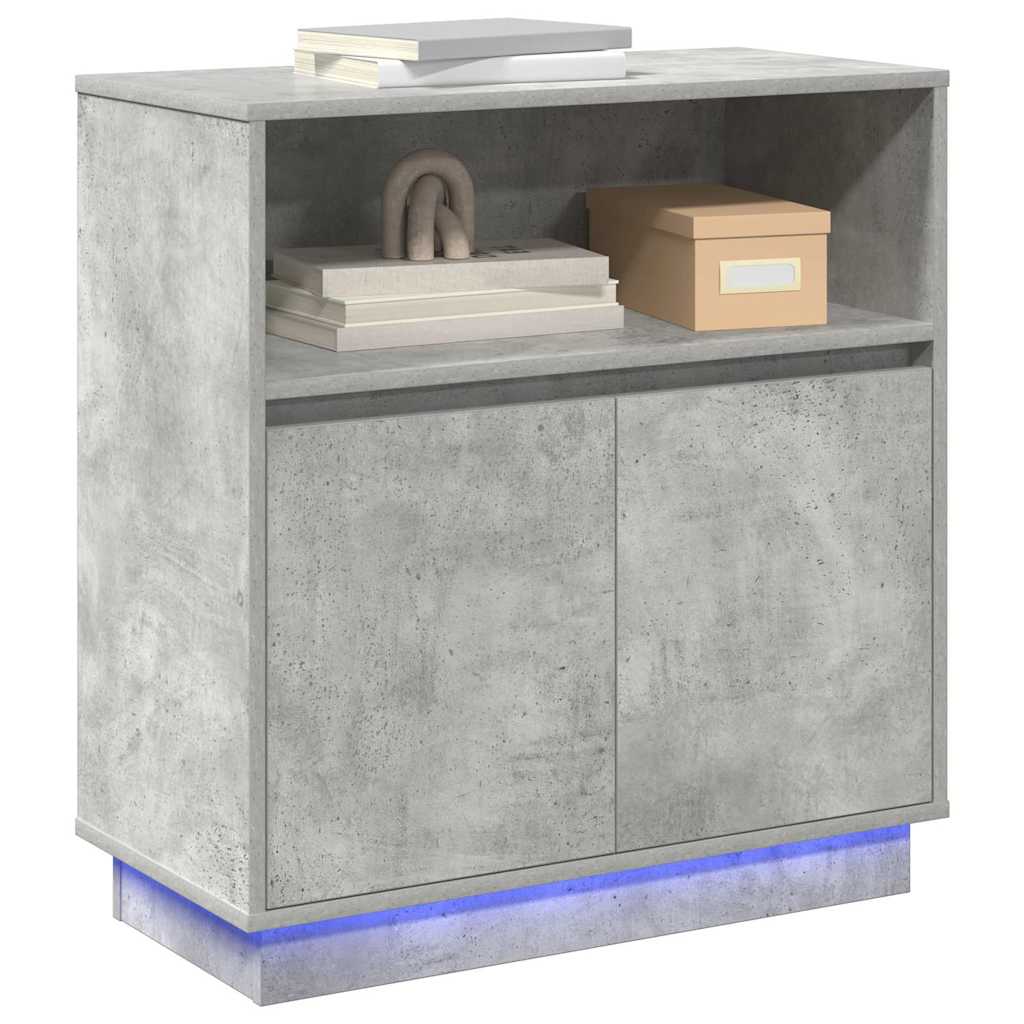 Sideboard mit LED Betongrau 71 x 34,5 x 75 cm Holzwerkstoff