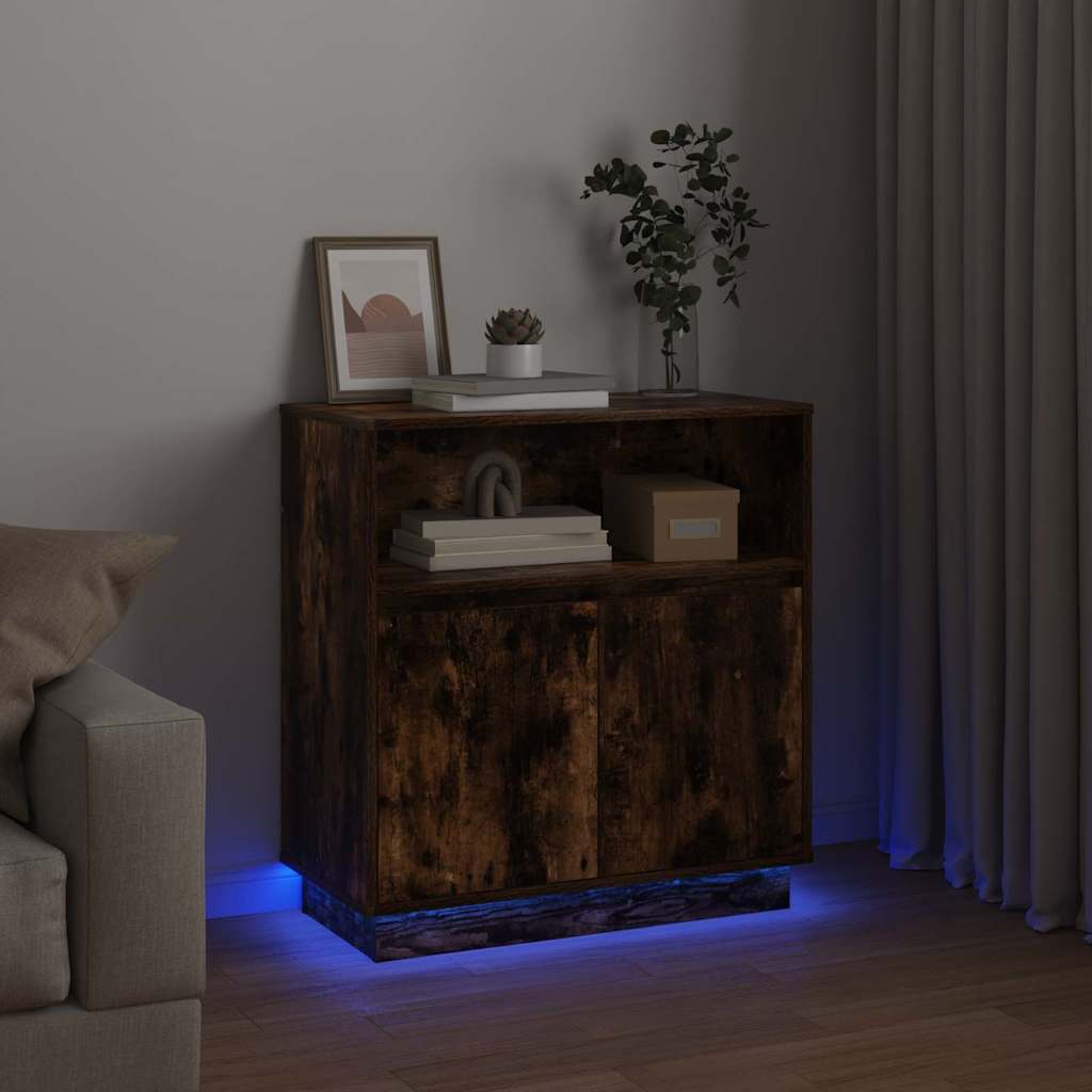 Sideboard mit LED Räuchereiche 71 x 34,5 x 75 cm Holzwerkstoff