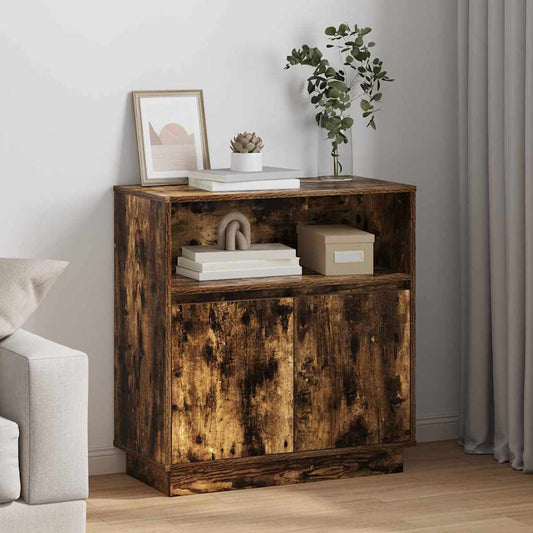 Sideboard mit LED Räuchereiche 71 x 34,5 x 75 cm Holzwerkstoff