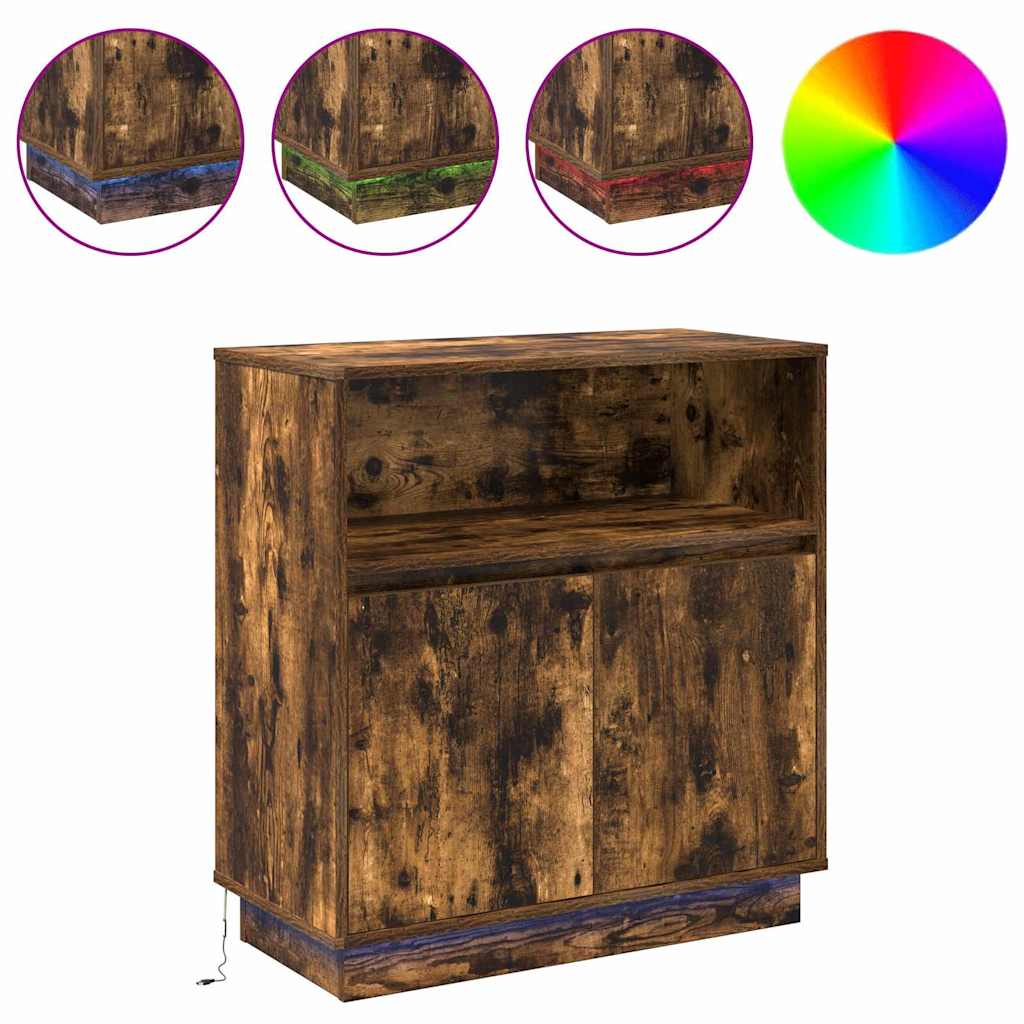 Sideboard mit LED Räuchereiche 71 x 34,5 x 75 cm Holzwerkstoff