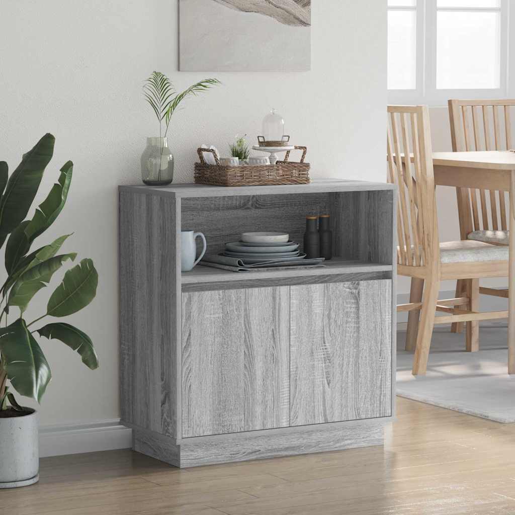 Sideboard mit LED Grau Sonoma 71 x 34,5 x 75 cm Holzwerkstoff