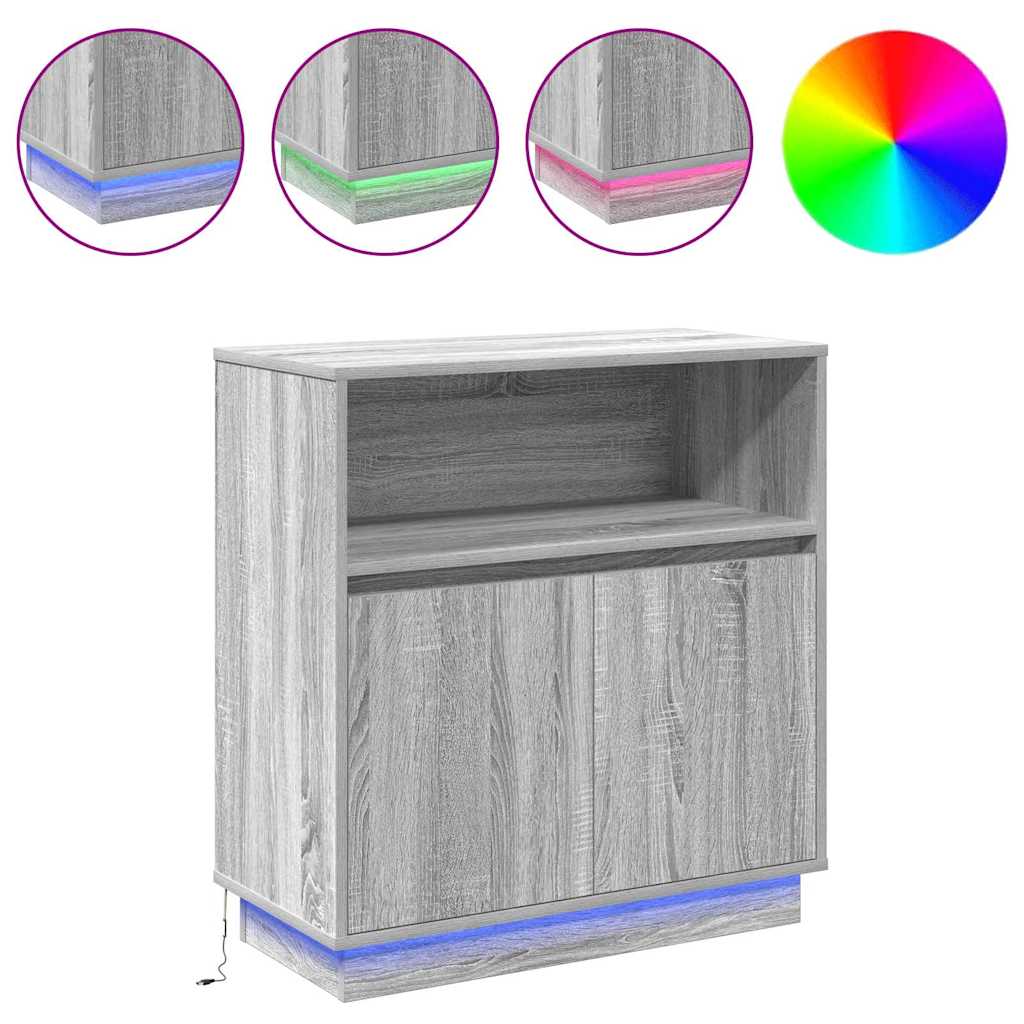 Sideboard mit LED Grau Sonoma 71 x 34,5 x 75 cm Holzwerkstoff