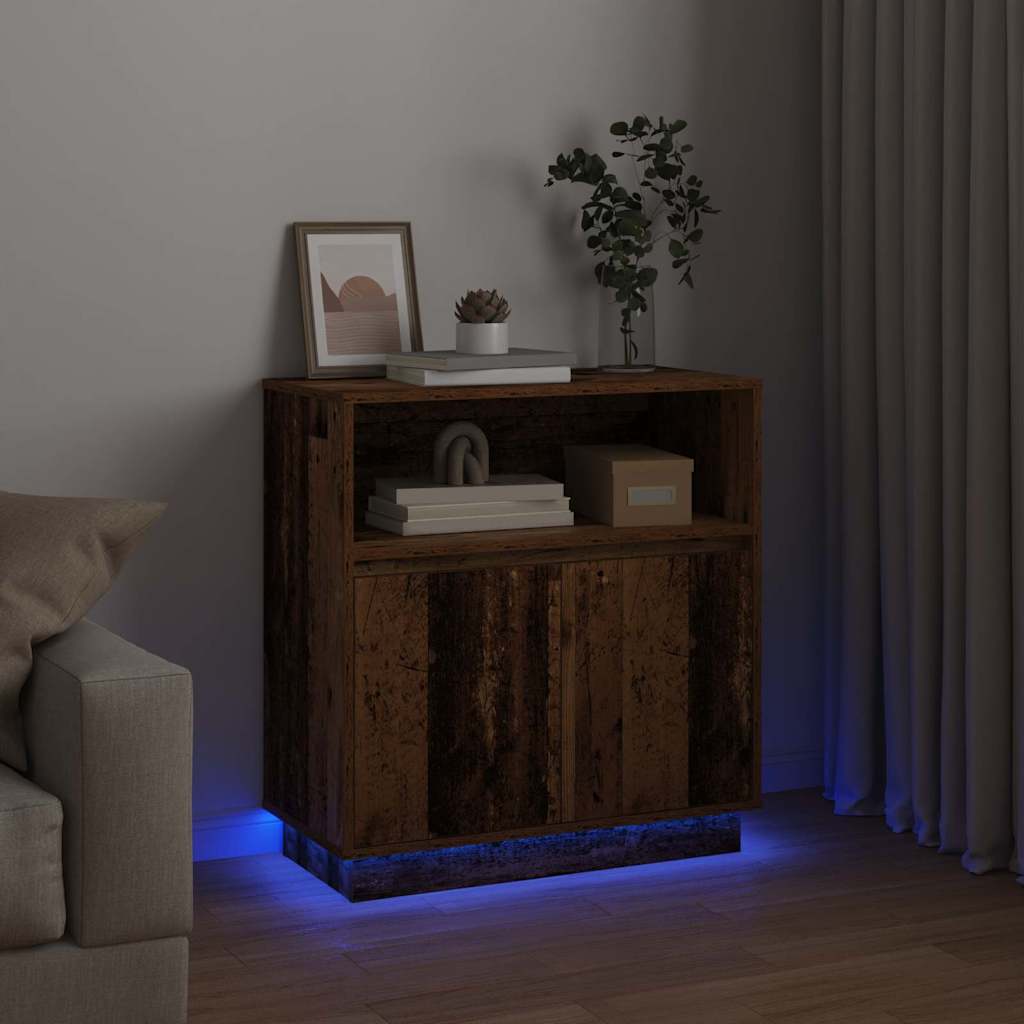 Sideboard mit LED Altholz 71 x 34,5 x 75 cm Holzwerkstoff