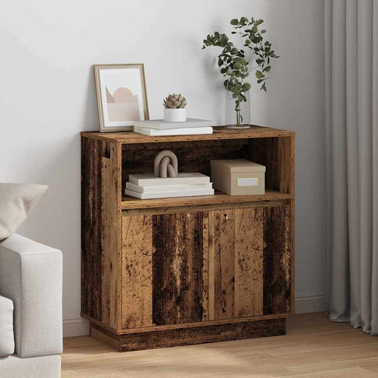 Sideboard mit LED Altholz 71 x 34,5 x 75 cm Holzwerkstoff
