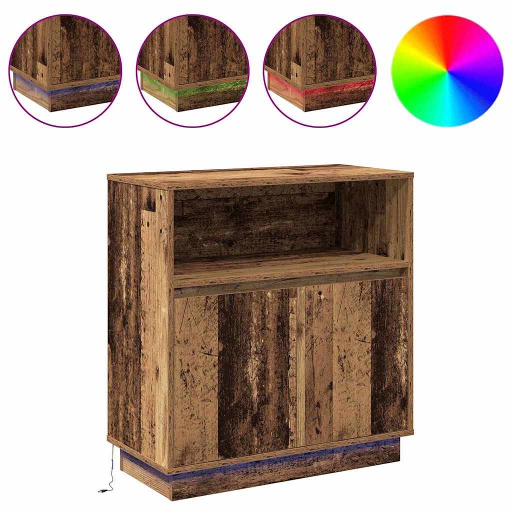 Sideboard mit LED Altholz 71 x 34,5 x 75 cm Holzwerkstoff