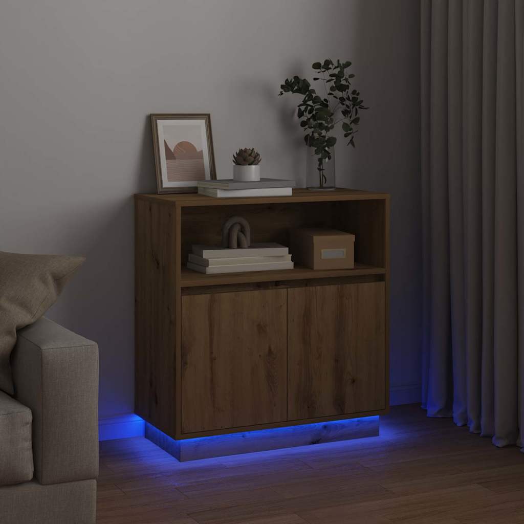 Sideboard mit LED Artisan-Eiche 71 x 34,5 x 75 cm Holzwerkstoff