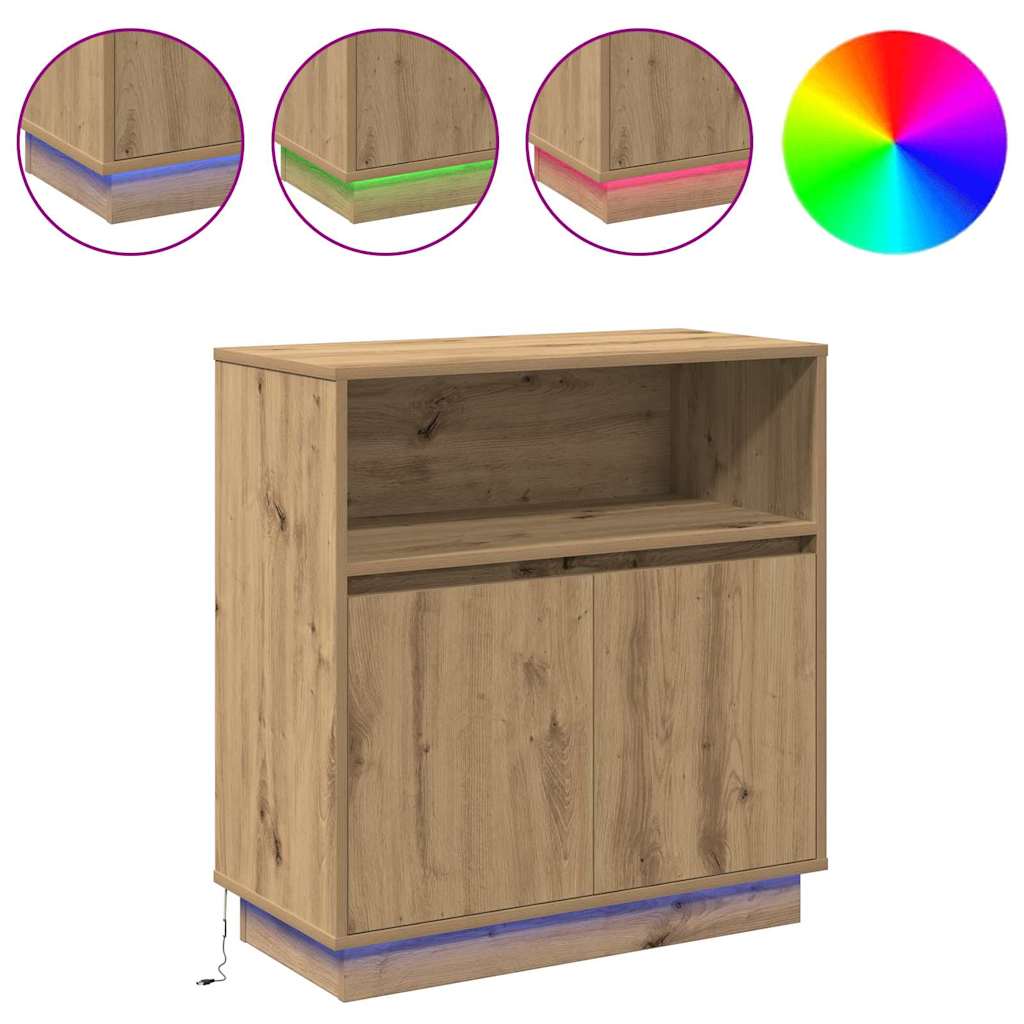 Sideboard mit LED Artisan-Eiche 71 x 34,5 x 75 cm Holzwerkstoff