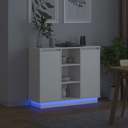 LED-Sideboard mit Regal Weiß 90 x 32 x 75 cm Holzwerkstoff