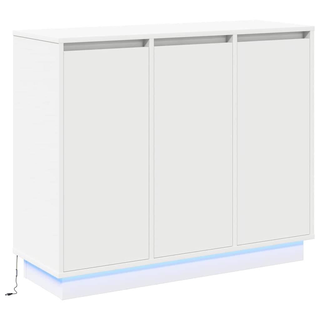 LED-Sideboard mit Regal Weiß 90 x 32 x 75 cm Holzwerkstoff