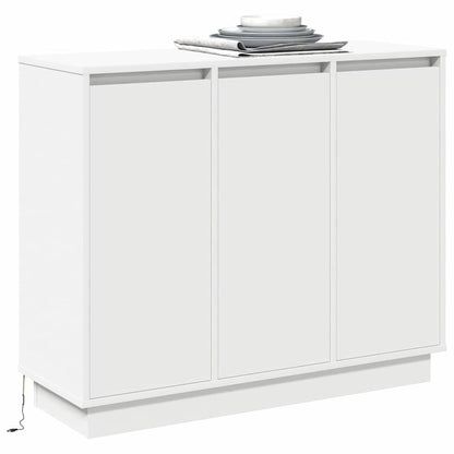 LED-Sideboard mit Regal Weiß 90 x 32 x 75 cm Holzwerkstoff