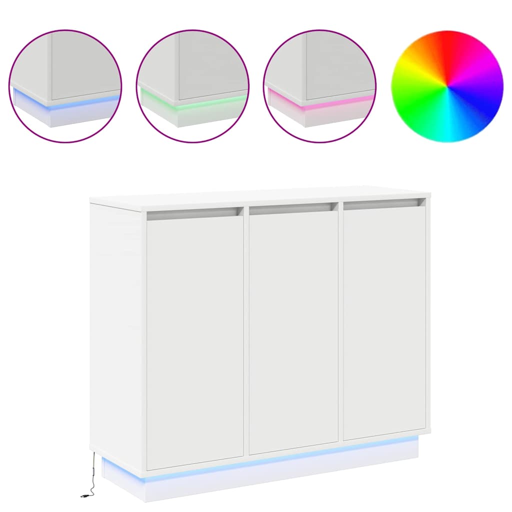 LED-Sideboard mit Regal Weiß 90 x 32 x 75 cm Holzwerkstoff