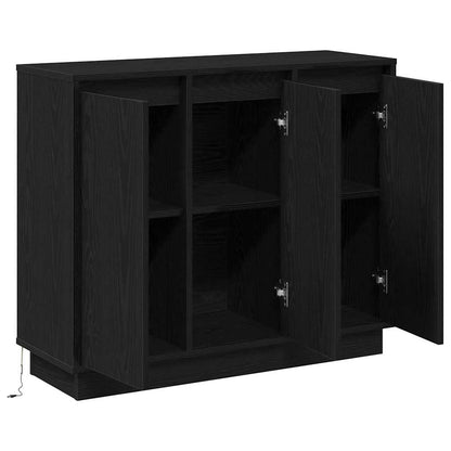 LED-Sideboard mit Regal Schwarz Eichen-Optik 90 x 32 x 75 cm