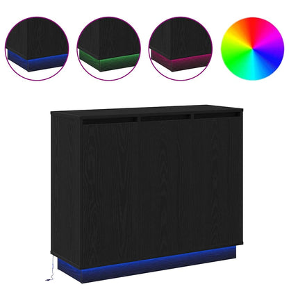 LED-Sideboard mit Regal Schwarz Eichen-Optik 90 x 32 x 75 cm