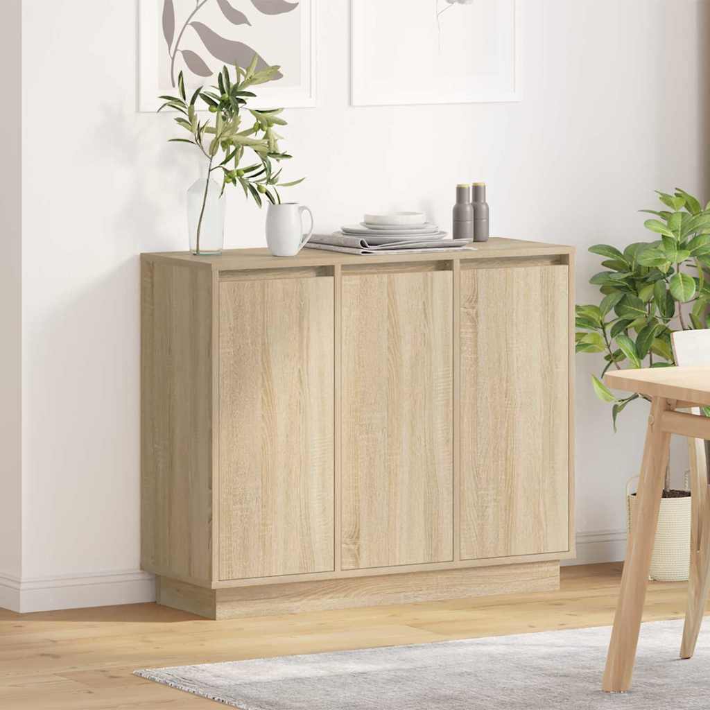 LED-Sideboard Sonoma-Eiche 90 x 32 x 75 cm Holzwerkstoff