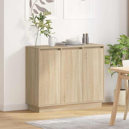 LED-Sideboard Sonoma-Eiche 90 x 32 x 75 cm Holzwerkstoff