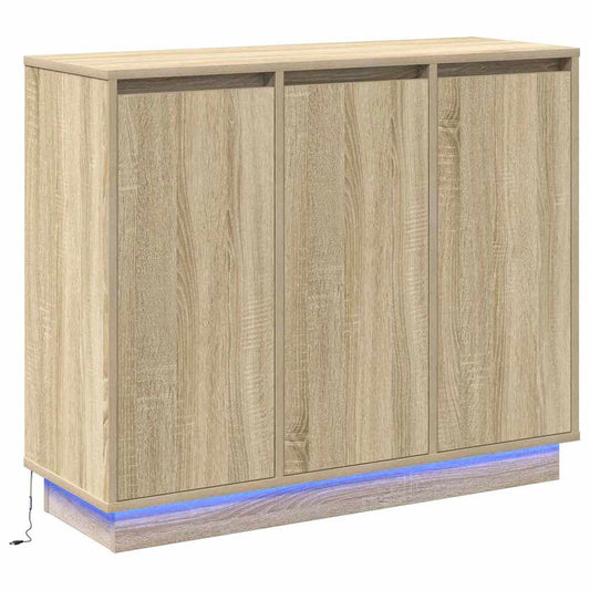 LED-Sideboard Sonoma-Eiche 90 x 32 x 75 cm Holzwerkstoff