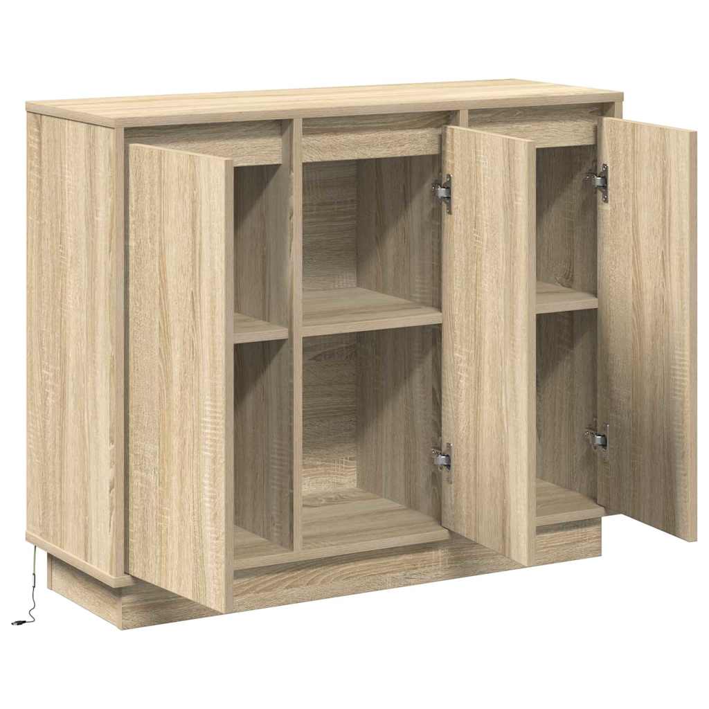 LED-Sideboard Sonoma-Eiche 90 x 32 x 75 cm Holzwerkstoff