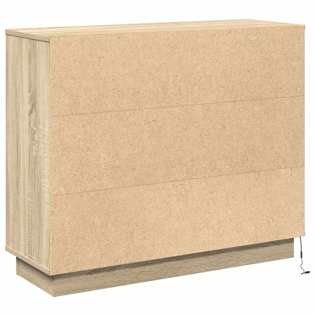 LED-Sideboard Sonoma-Eiche 90 x 32 x 75 cm Holzwerkstoff