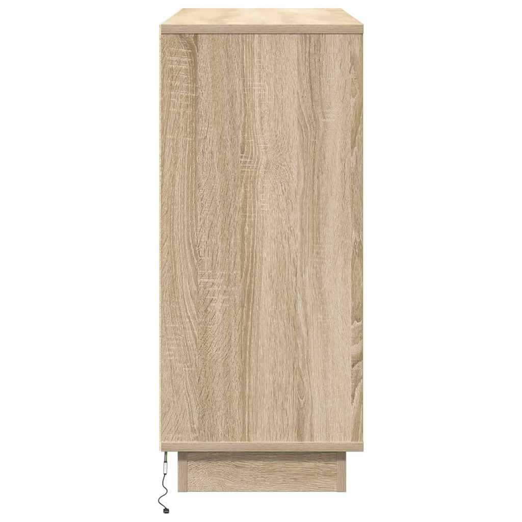 LED-Sideboard Sonoma-Eiche 90 x 32 x 75 cm Holzwerkstoff