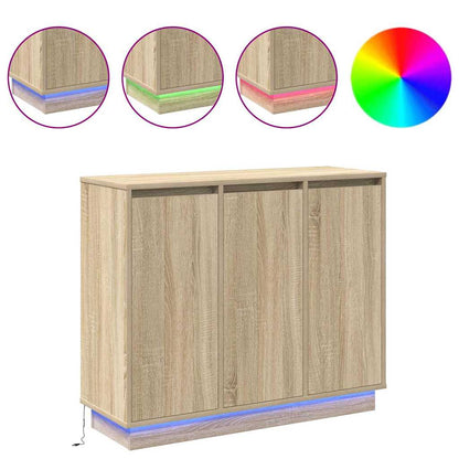 LED-Sideboard Sonoma-Eiche 90 x 32 x 75 cm Holzwerkstoff