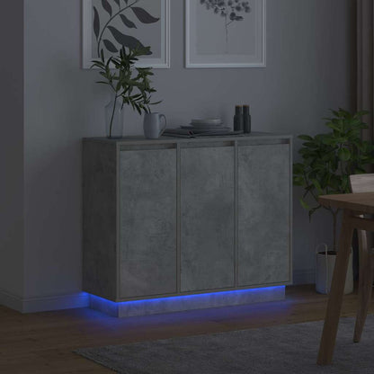 LED-Sideboard mit Tür Beton Grau 90 x 32 x 75 cm Holzwerkstoff