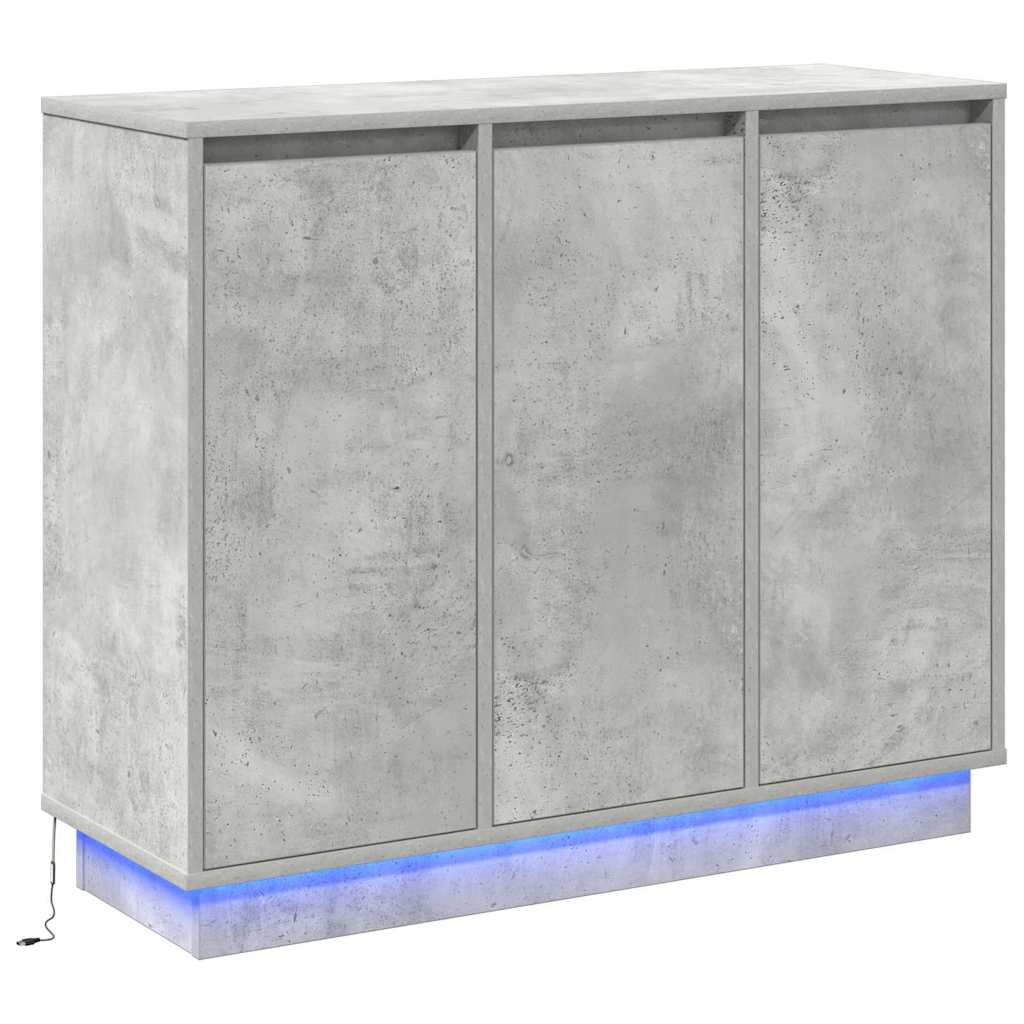 LED-Sideboard mit Tür Beton Grau 90 x 32 x 75 cm Holzwerkstoff