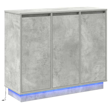 LED-Sideboard mit Tür Beton Grau 90 x 32 x 75 cm Holzwerkstoff