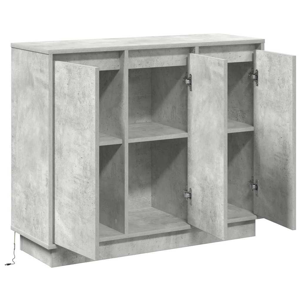LED-Sideboard mit Tür Beton Grau 90 x 32 x 75 cm Holzwerkstoff