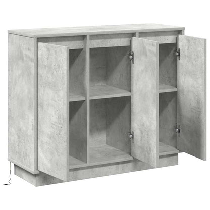 LED-Sideboard mit Tür Beton Grau 90 x 32 x 75 cm Holzwerkstoff