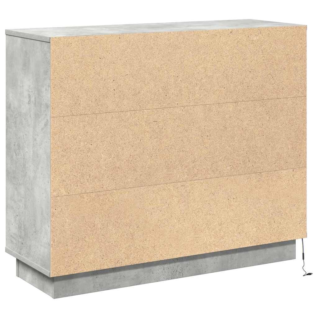 LED-Sideboard mit Tür Beton Grau 90 x 32 x 75 cm Holzwerkstoff