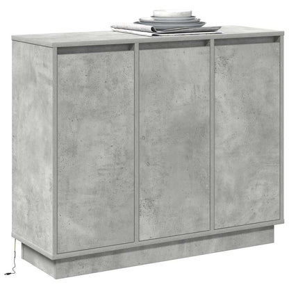 LED-Sideboard mit Tür Beton Grau 90 x 32 x 75 cm Holzwerkstoff