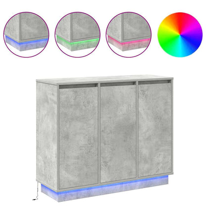 LED-Sideboard mit Tür Beton Grau 90 x 32 x 75 cm Holzwerkstoff