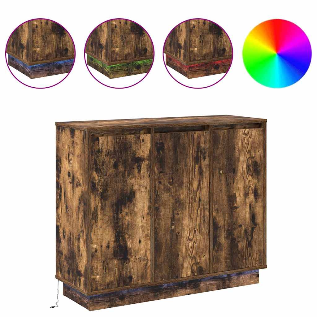 LED-Sideboard Geräucherte Eiche 90 x 32 x 75 cm Holzwerkstoff