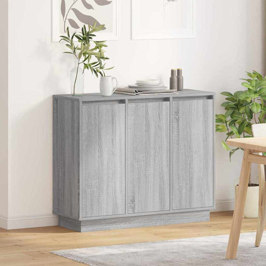 LED-Sideboard Graues Sonoma 90 x 32 x 75 cm Holzwerkstoff