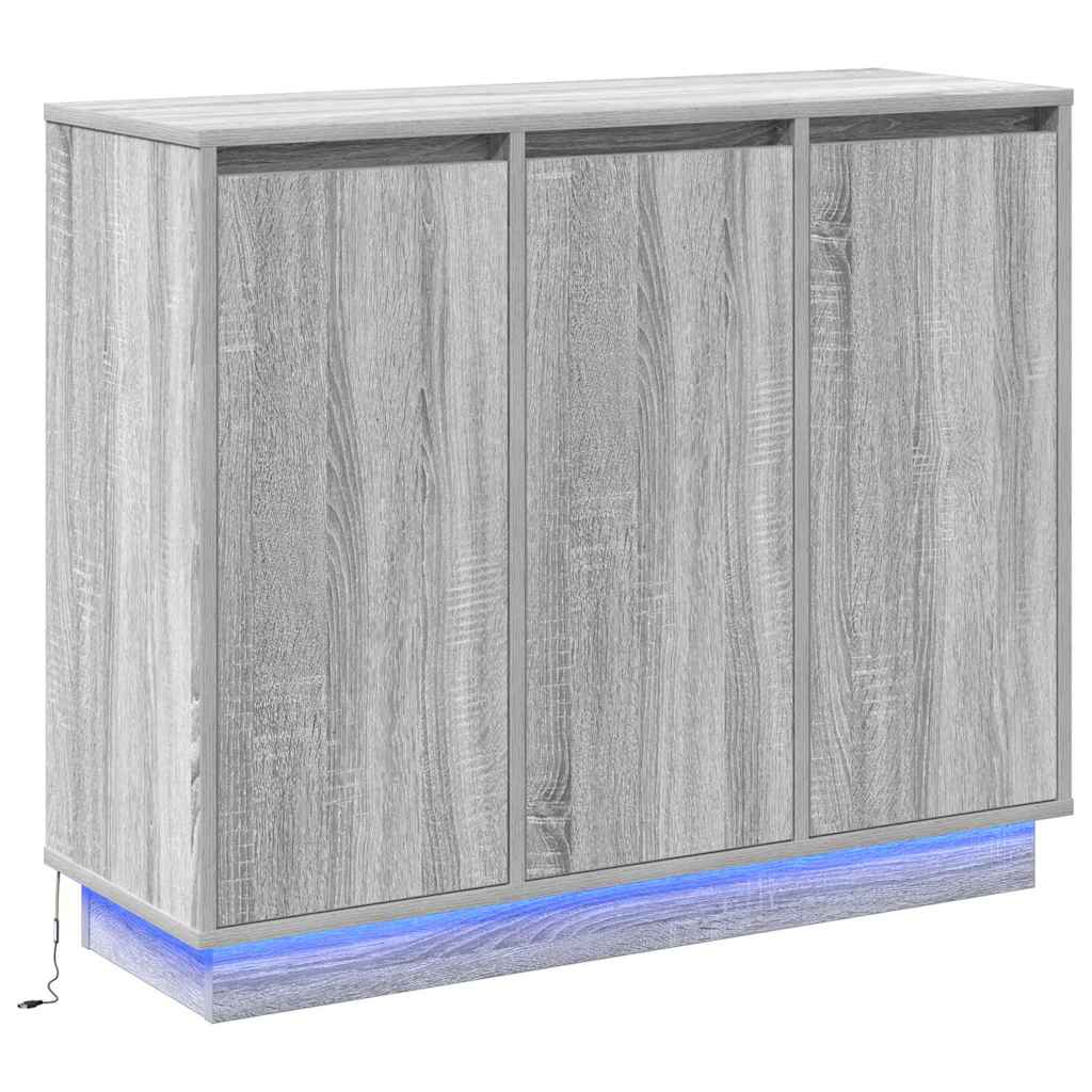 LED-Sideboard Graues Sonoma 90 x 32 x 75 cm Holzwerkstoff