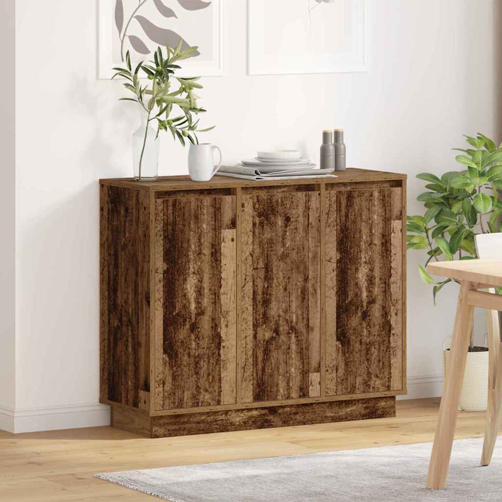 LED-Sideboard mit Regal Altholz 90 x 32 x 75 cm Holzwerkstoff