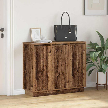LED-Sideboard mit Regal Altholz 90 x 32 x 75 cm Holzwerkstoff