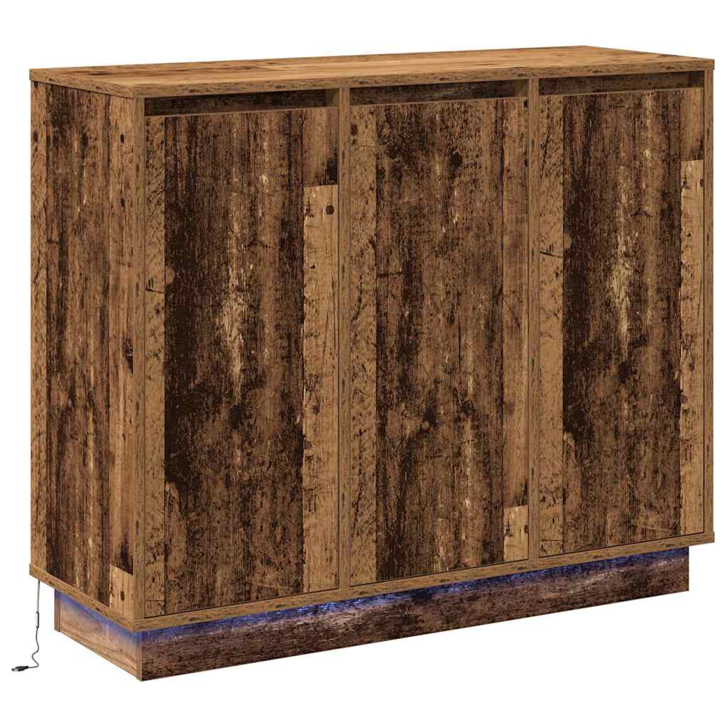 LED-Sideboard mit Regal Altholz 90 x 32 x 75 cm Holzwerkstoff
