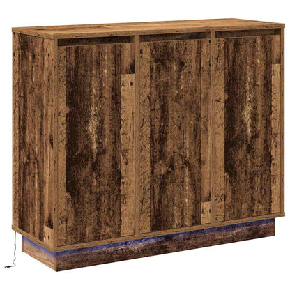 LED-Sideboard mit Regal Altholz 90 x 32 x 75 cm Holzwerkstoff