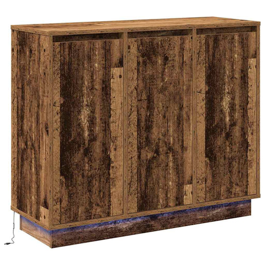 LED-Sideboard mit Regal Altholz 90 x 32 x 75 cm Holzwerkstoff